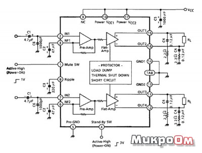 Микросхемы УМЗЧ TA8205A, TA8210A, TA8221A